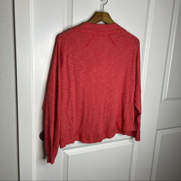 Free People Don't Forget Me Side Pink Thermal Button Long Sleeve Top Size Small - Picture 6 of 8